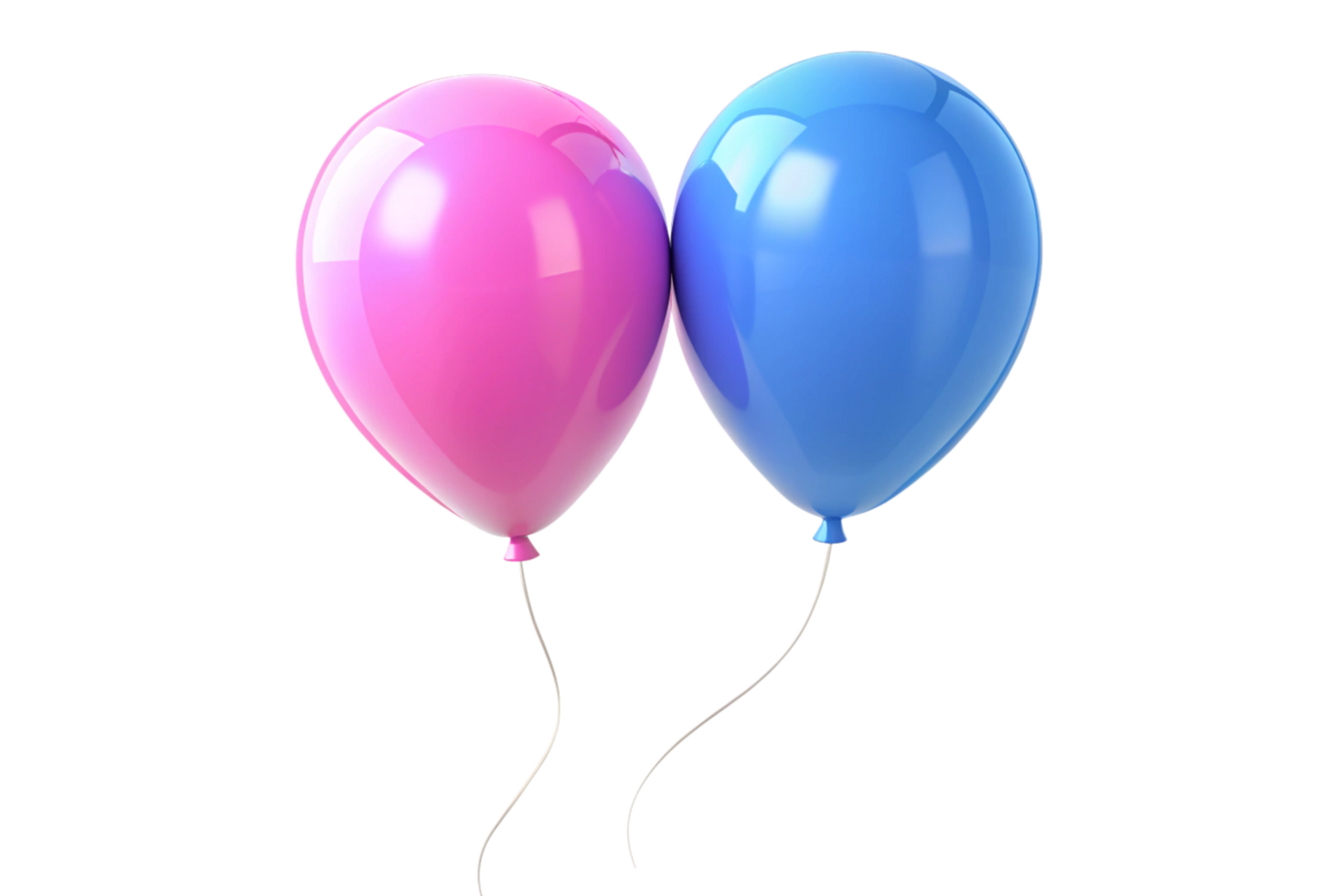 Two Glossy Balloons Pink and Blue Floating Together on Black Background png