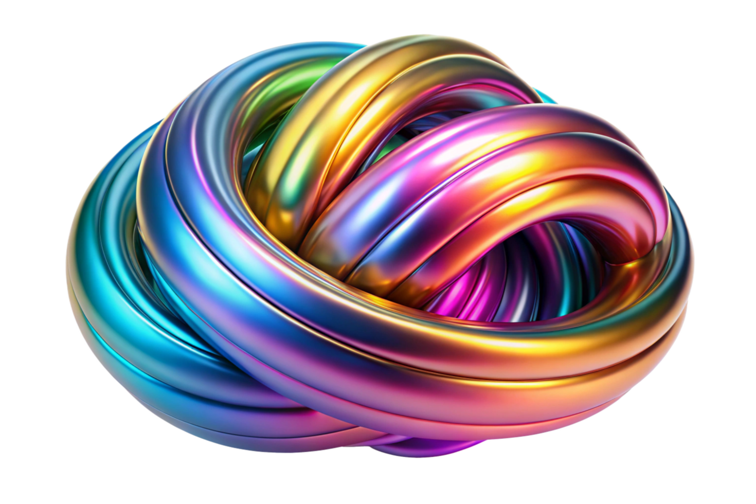 Abstract 3D Render of Intertwined Metallic Rainbow Tubes Knot png