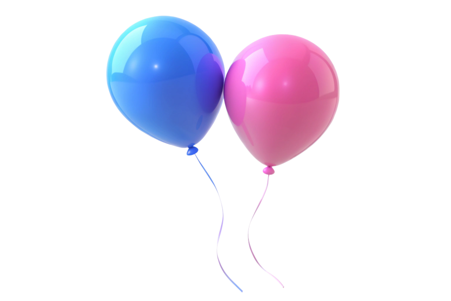 Two Glossy Balloons Floating on Black Background Blue and Pink Celebration png
