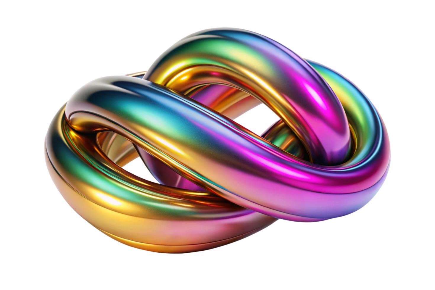 Abstract 3D Render of a Colorful Intertwined Knot with Iridescent Metallic Texture png