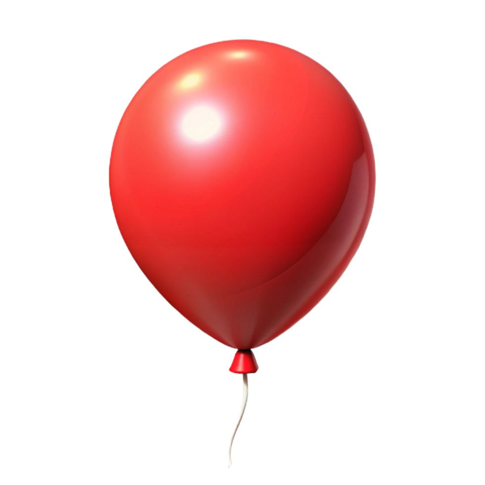 A single red balloon floating on a black background, shiny surface, 3D rendering png