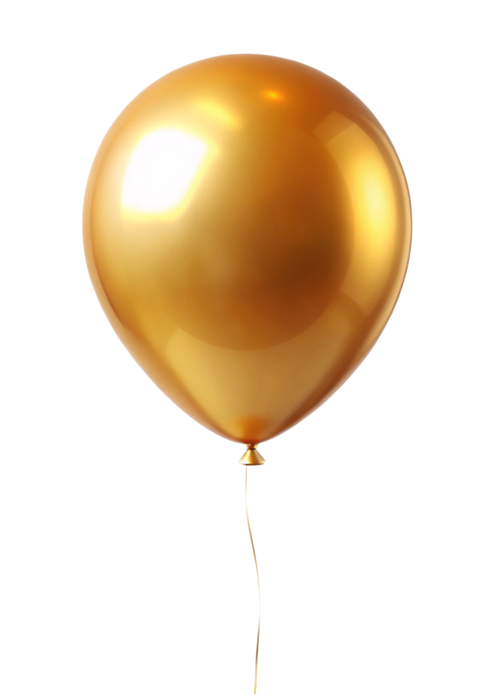 A Single Golden Balloon Floating on a Black Background A Shiny Celebration Balloon png