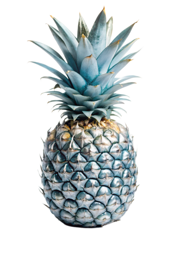 A Stunning Closeup of a BlueTinted Pineapple on a Black Background png