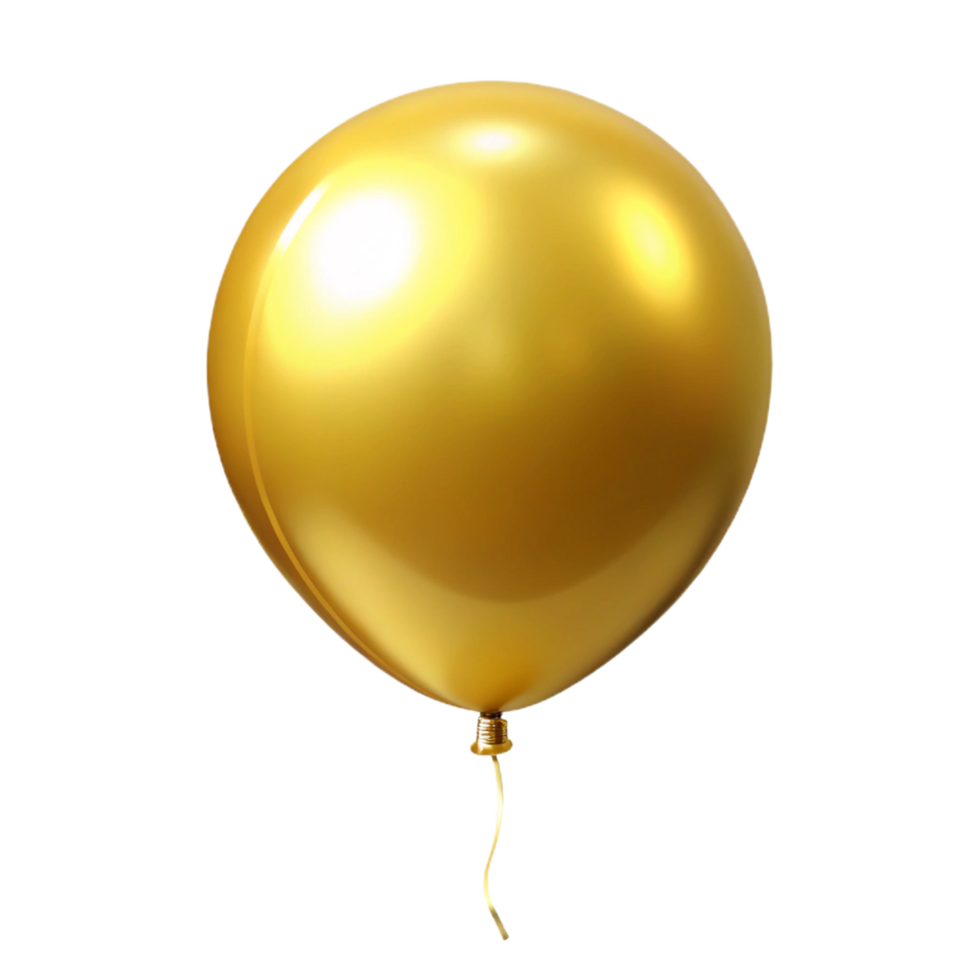 A Single Shiny Gold Balloon Isolated on Black Background, Celebration Decoration Element png