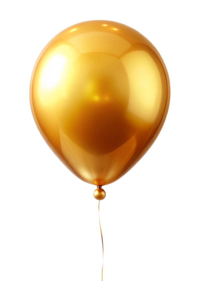 A Single Golden Balloon Floating on a Black Background, Shiny and Elegant Party Decoration png