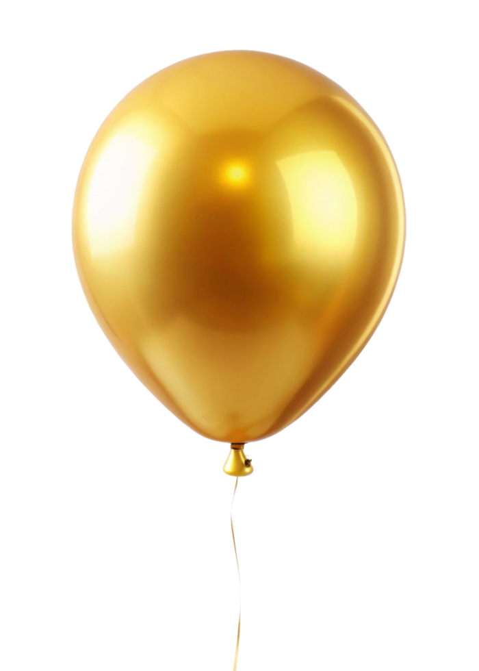 A Single Shiny Golden Balloon Floating on a Black Background png