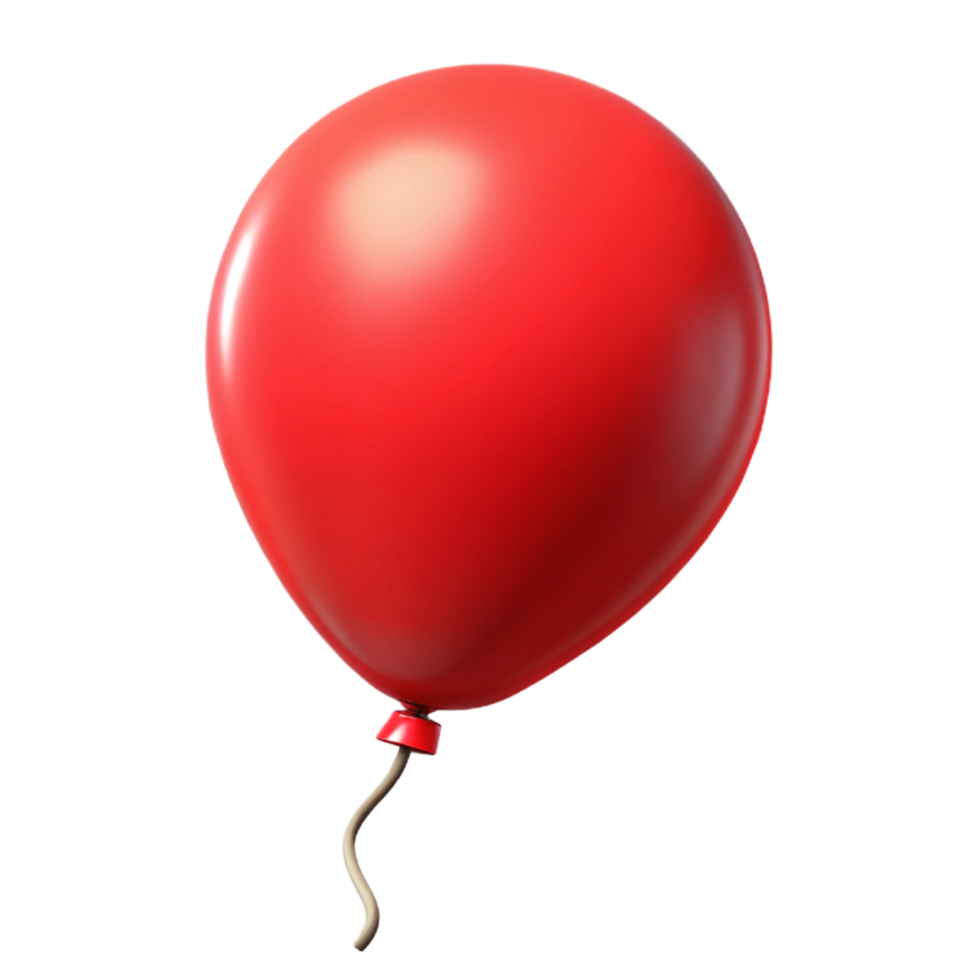 A single red balloon floating in the air with a long string png