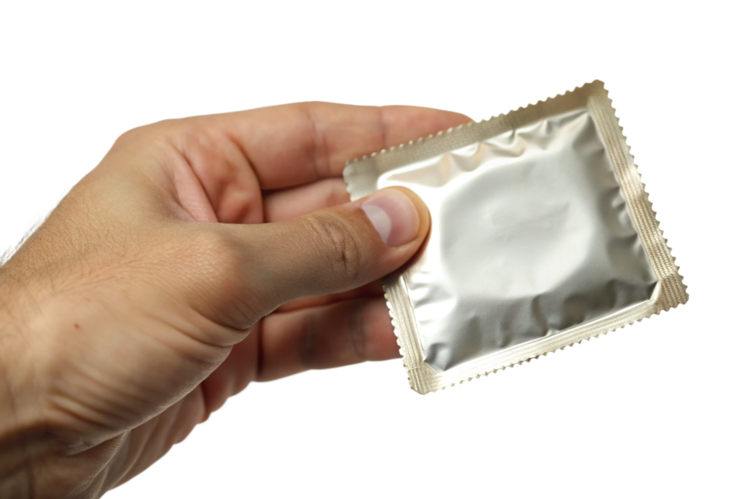 A hand holding a condom in foil packaging png