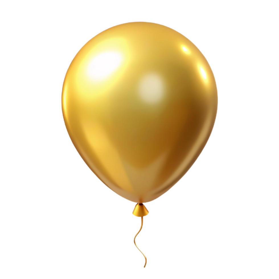 A Shiny Golden Balloon Isolated on Black Background Perfect for Celebration png