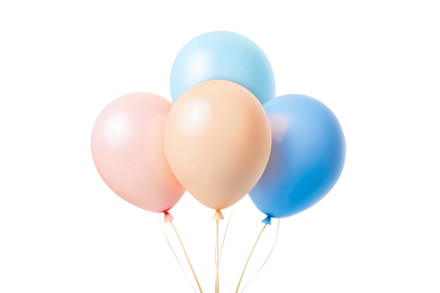 Pastel Balloons Floating Together in the Air a Group of Three Light Pink Light Blue and Peach Balloons png