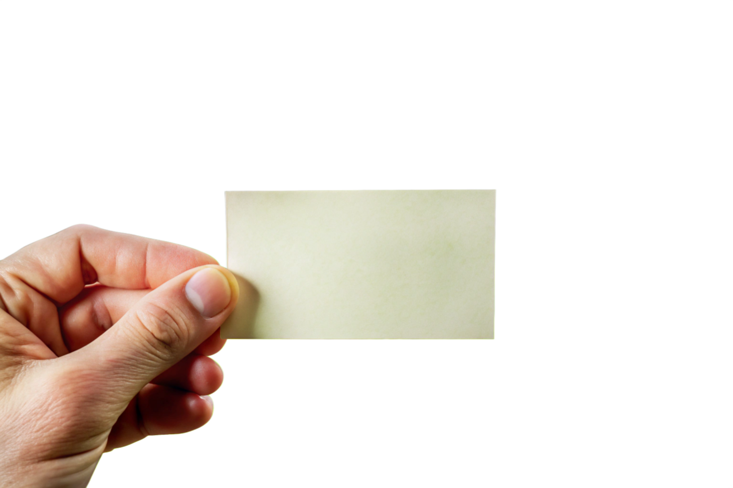 A hand holding a blank offwhite card against a black background, showing a simple yet effective way to display important information or a message png
