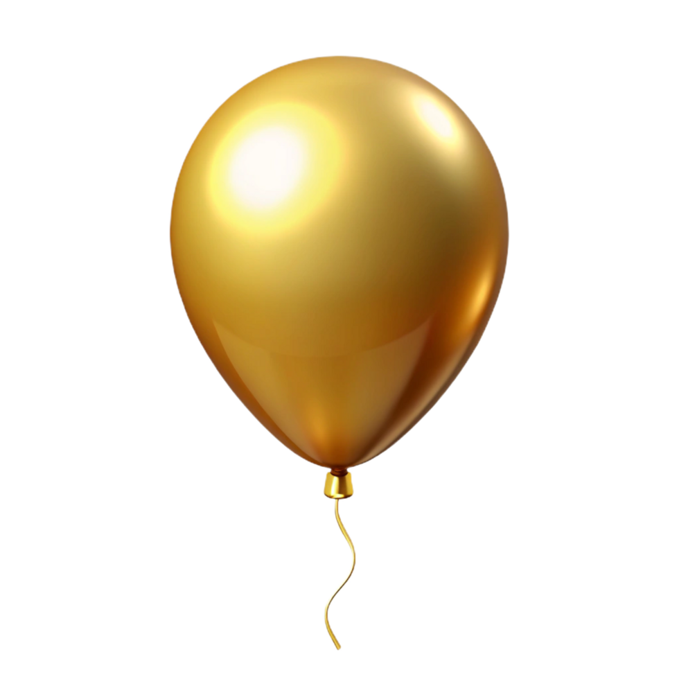 A single golden balloon floating against a black background, shiny and celebratory png