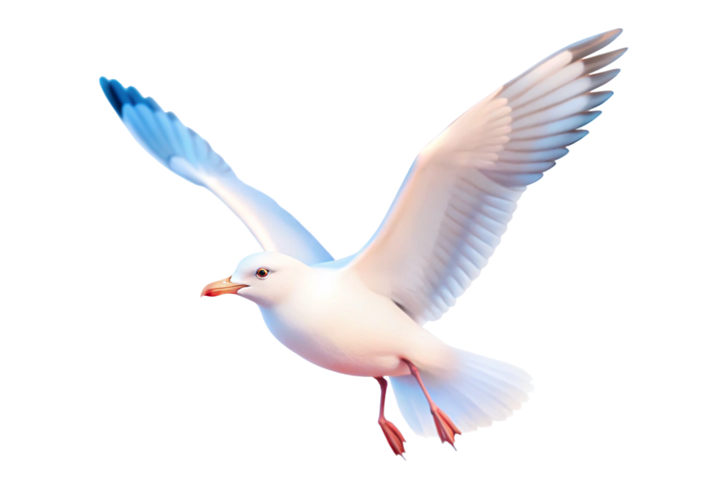 Stunning White Seagull in Flight Against Black Background a Masterpiece of Digital Art png