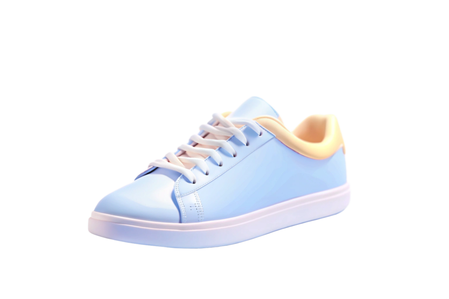 Stylish Light Blue Low Top Sneakers with White Sole and Cream Accents png