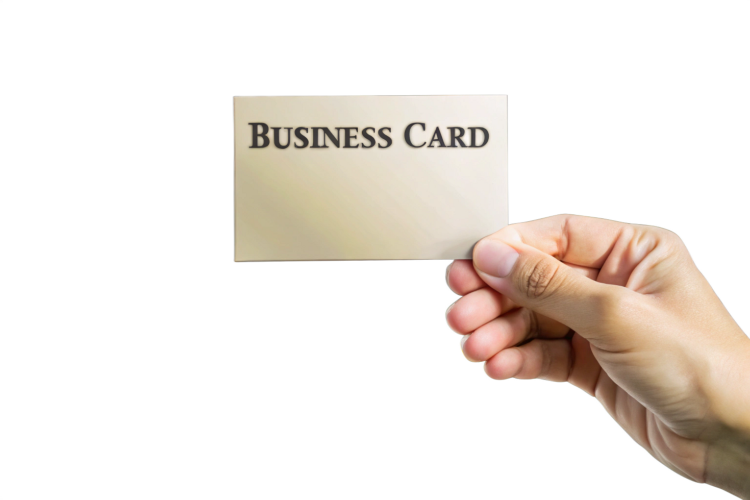 A hand holding a blank business card against a black background a closeup shot png