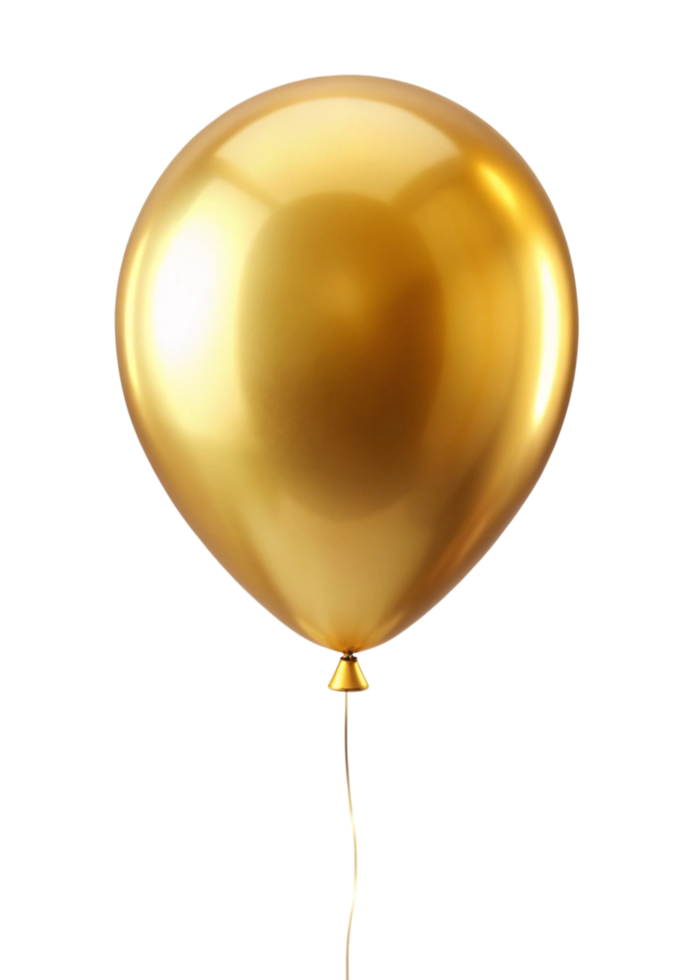A single shiny gold balloon isolated on a black background, perfect for celebrations and festive occasions png