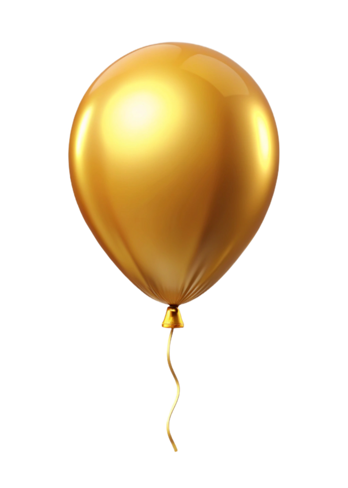 A Single Golden Balloon Floating on a Black Background A Beautiful Image of Celebration and Festivity png