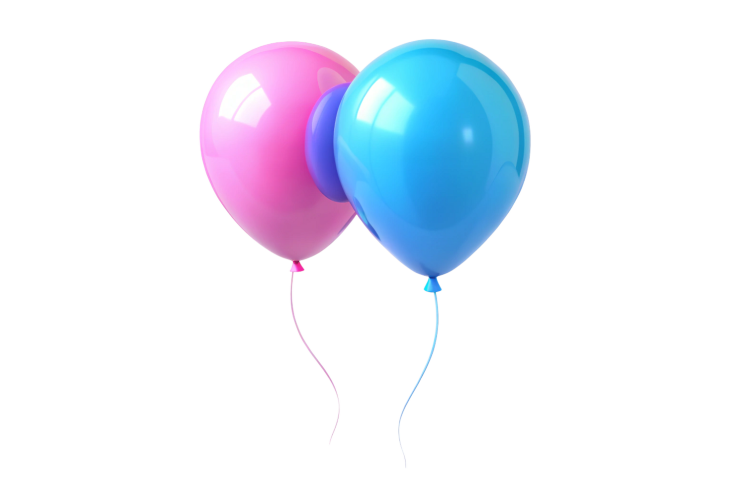 Two Glossy Balloons Pink and Blue Floating Together png