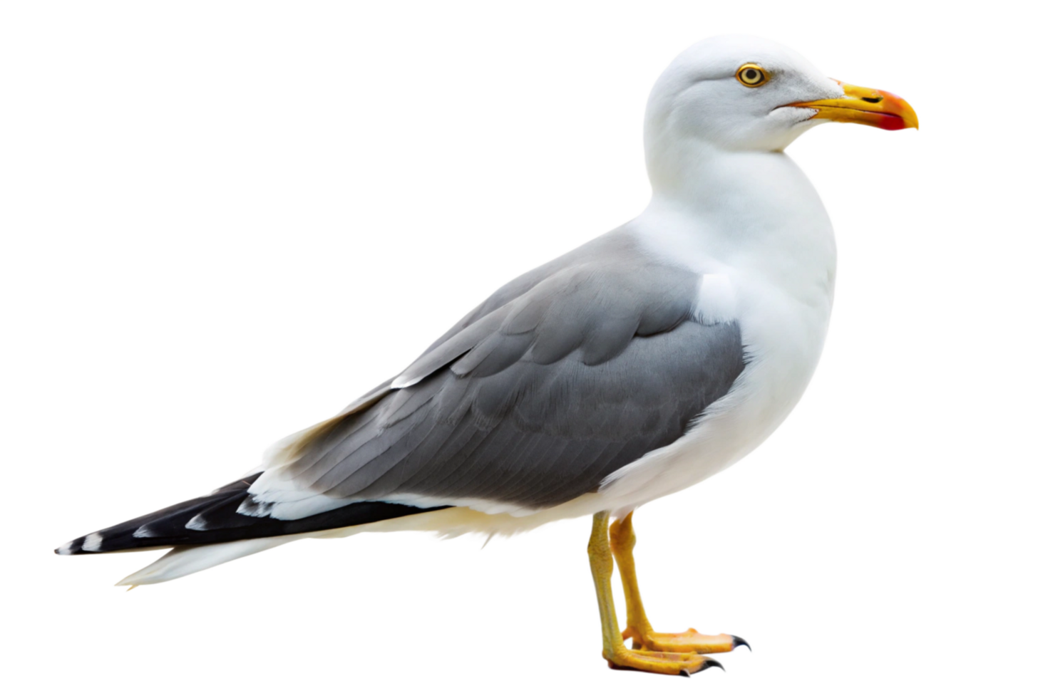 A Stunning Image of a Single Seagull Against a Black Background png