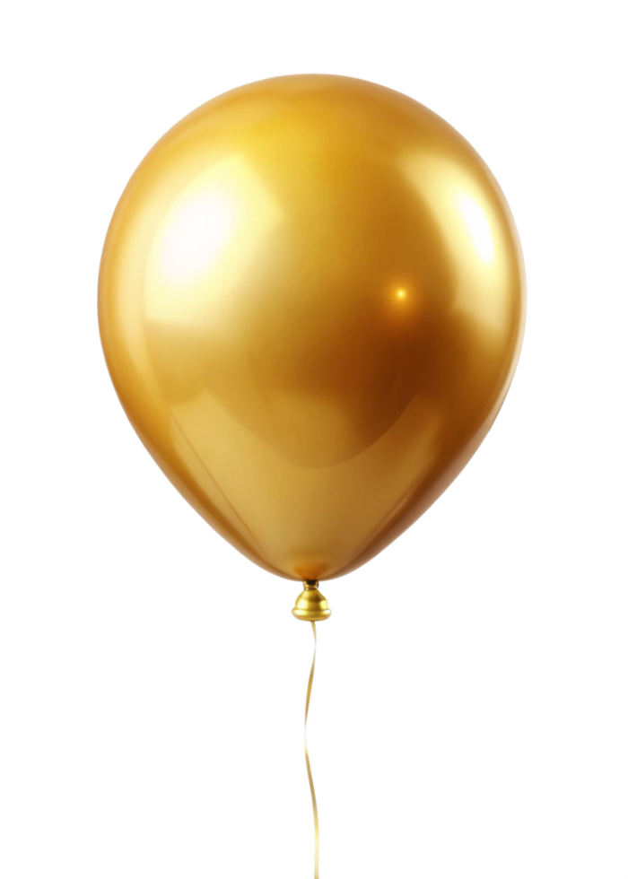 A single gold balloon floating against a black background png
