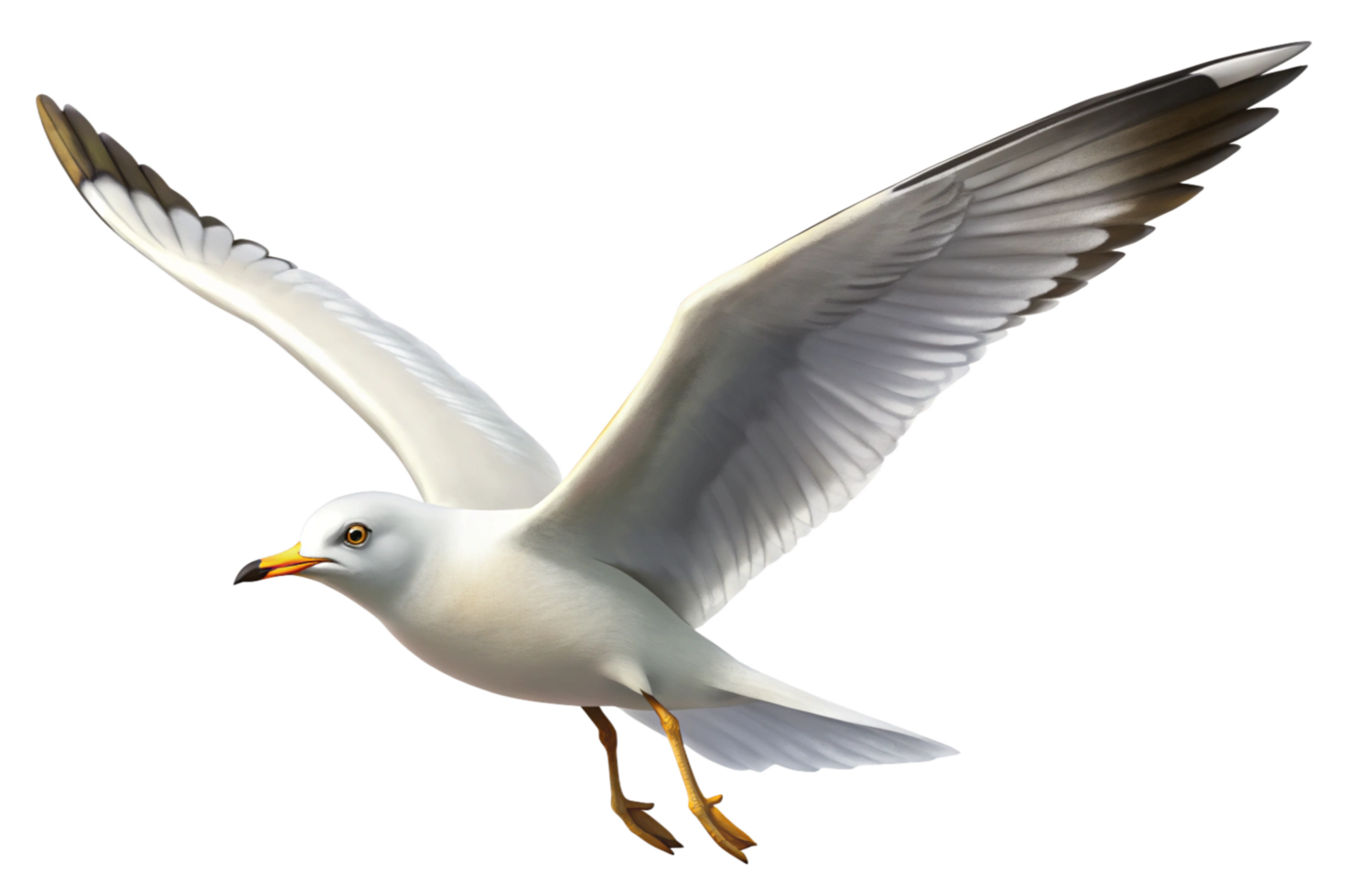 Seagull in Flight Against a Black Background png