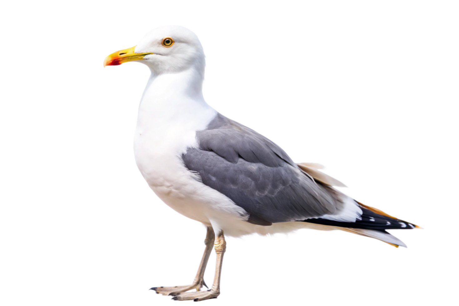 A Stunning Profile View of a Juvenile Yellowlegged Gull Against a Black Background png