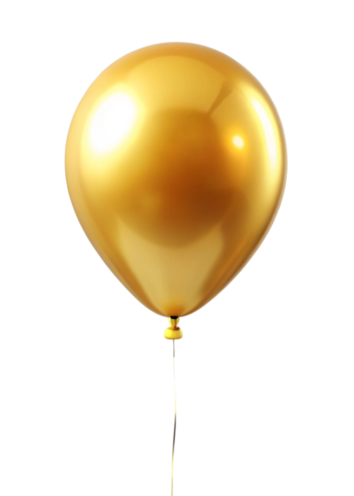 A Single Golden Balloon Floating Against a Black Background, Elegant and Festive Decoration png