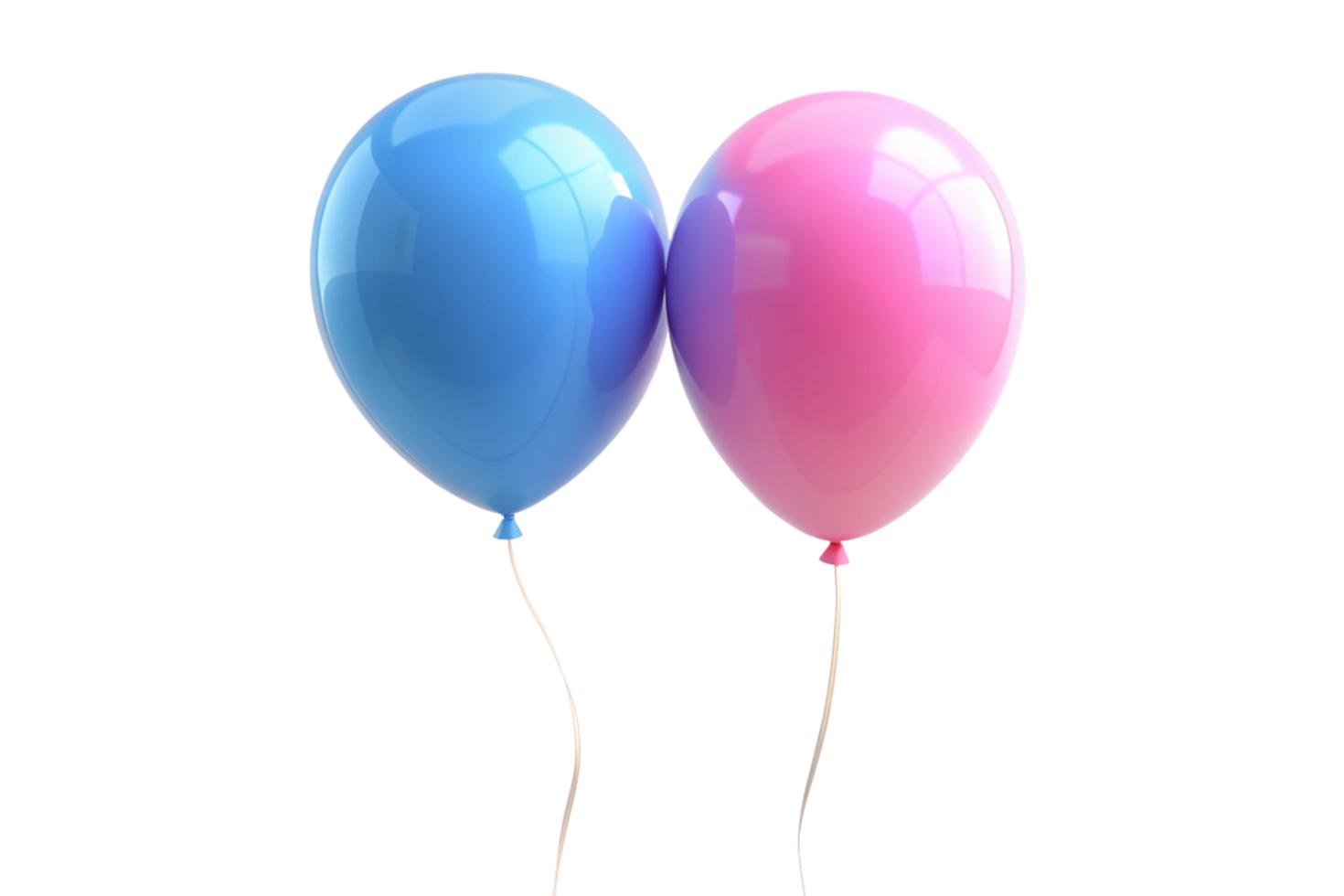 Two Glossy Balloons Floating Together Blue and Pink Party Decoration png