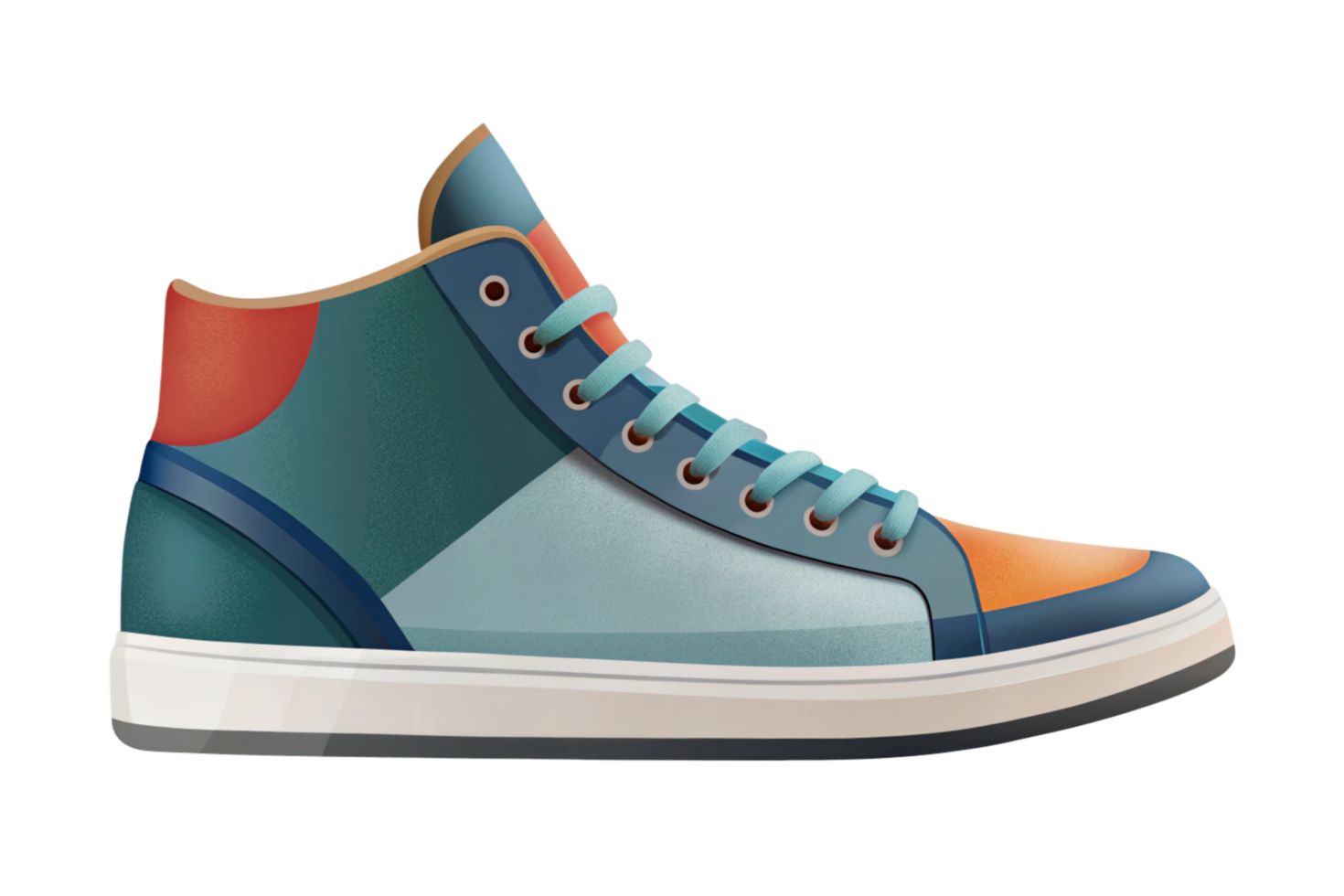 Stylish HighTop Canvas Sneakers with Geometric Color Block Design png
