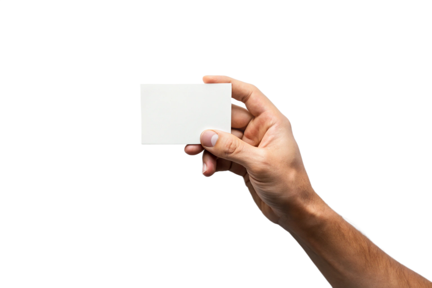 A hand holding a blank white card against a black background business card mockup png
