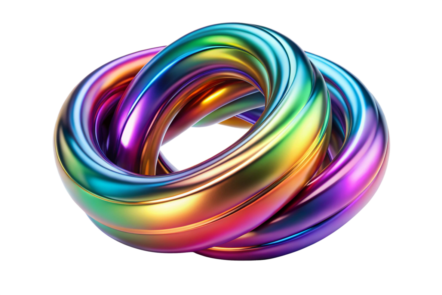 Abstract Rainbow Colored Intertwined Rings 3D Render png