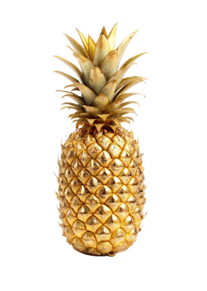 A Gilded Pineapple Fruit on a Black Background A Stunning Tropical Delight png
