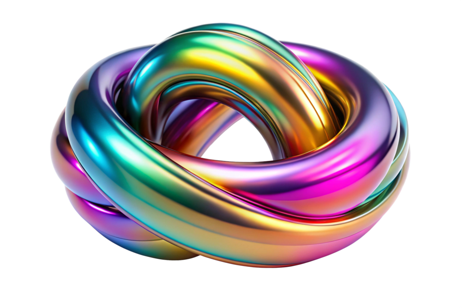 Abstract 3D Render of Intertwined Rainbow Colored Tubes Knotted Together png
