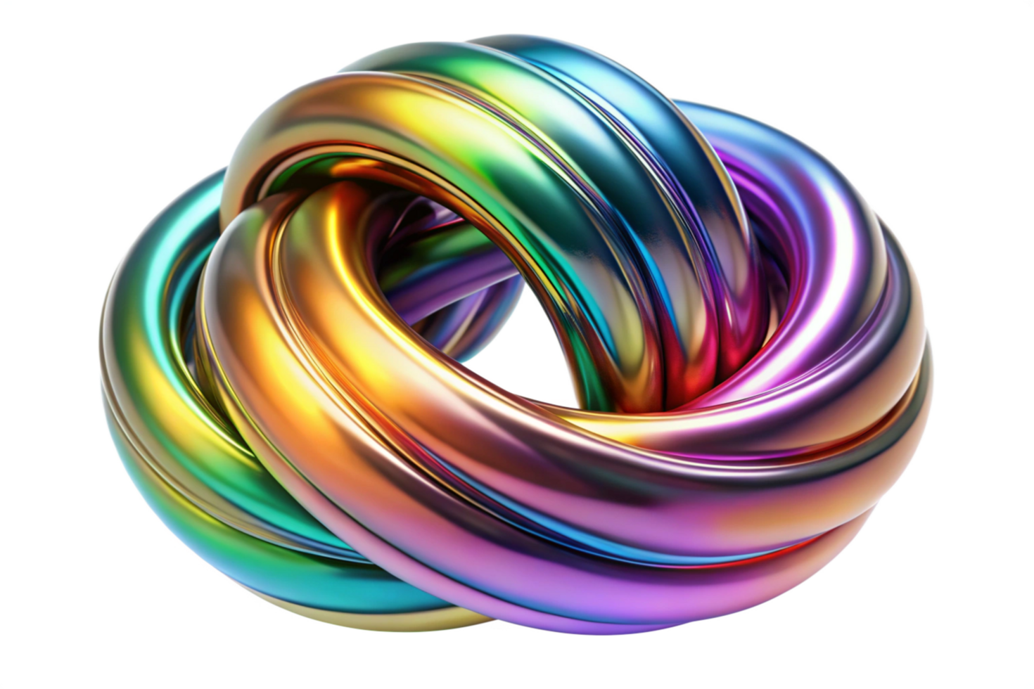 Abstract 3D Render of a Colorful Intertwined Metallic Knot png