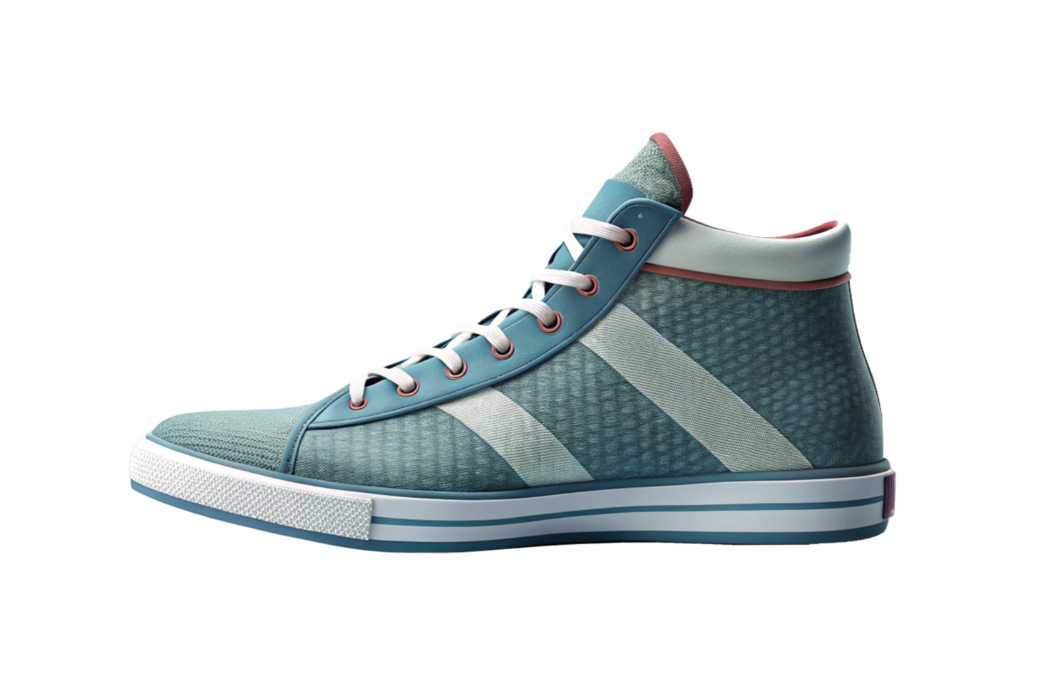 Stylish Teal HighTop Canvas Sneakers with White Stripes, Casual and Comfortable Footwear png