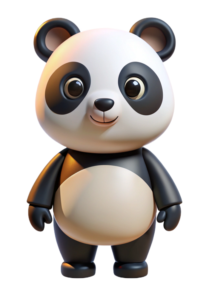 Adorable 3D Render of a Cartoon Panda Bear Cub Standing png