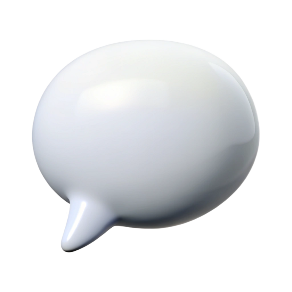 Glossy Light Blue 3D Speech Bubble Graphic Design Element png