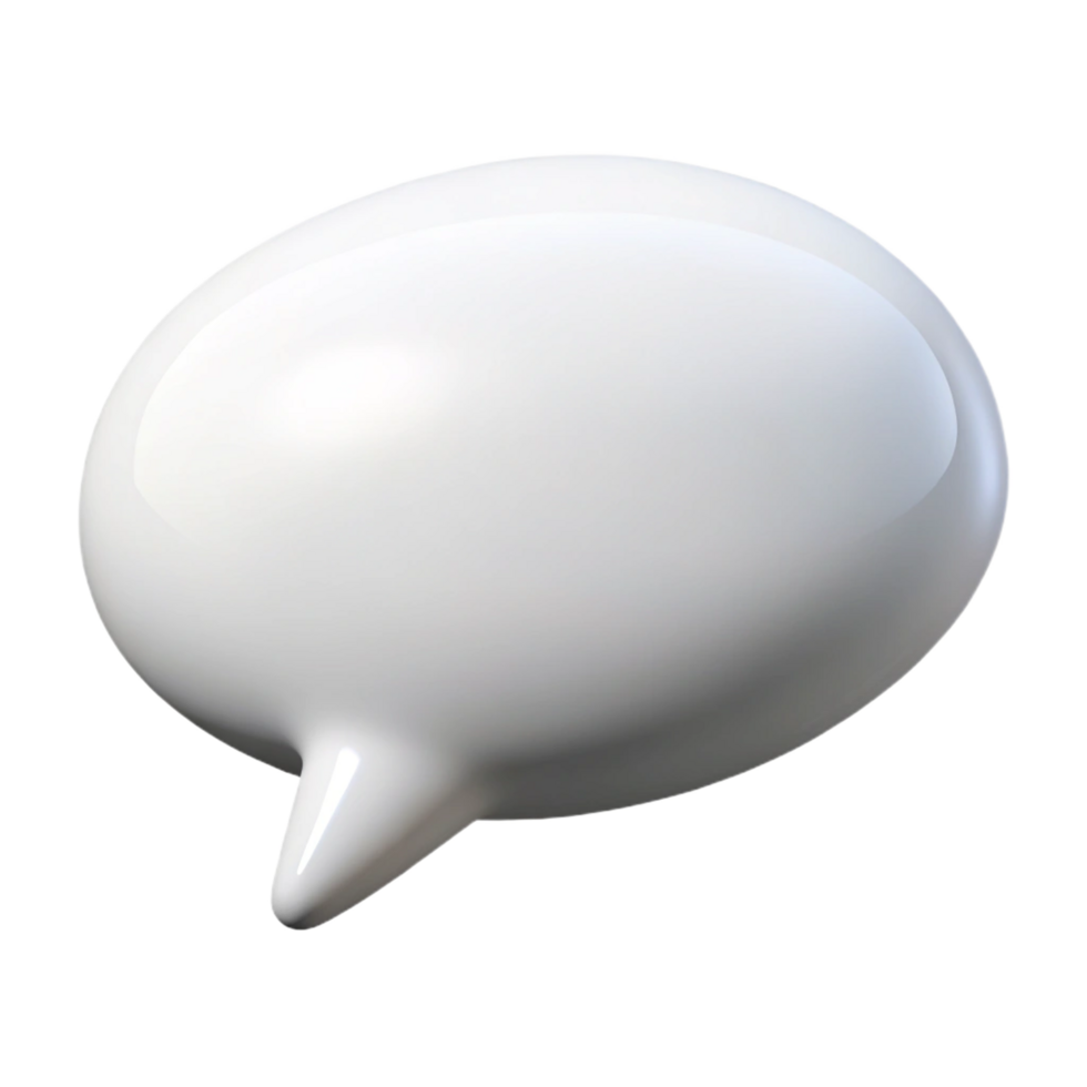 Glossy White Speech Bubble 3D Render for Communication and Dialogue png