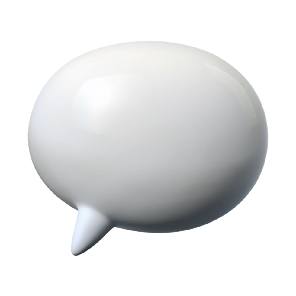 Three Dimensional Glossy White Speech Bubble Graphic Design Element png
