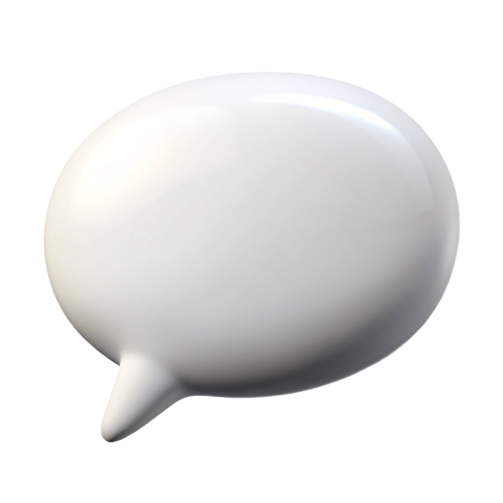 Three Dimensional White Speech Bubble Graphic Design Element for Communication Concept png