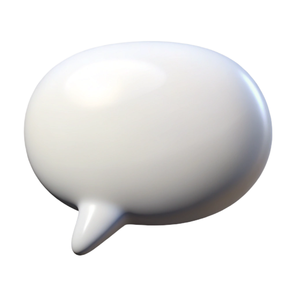 3D Render of a Glossy White Speech Bubble for Communication and Dialogue png