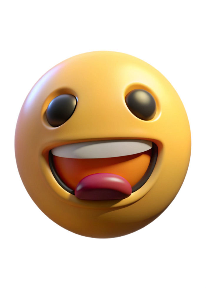 A 3D Render of a Happy Yellow Emoticon with its Tongue Sticking Out png