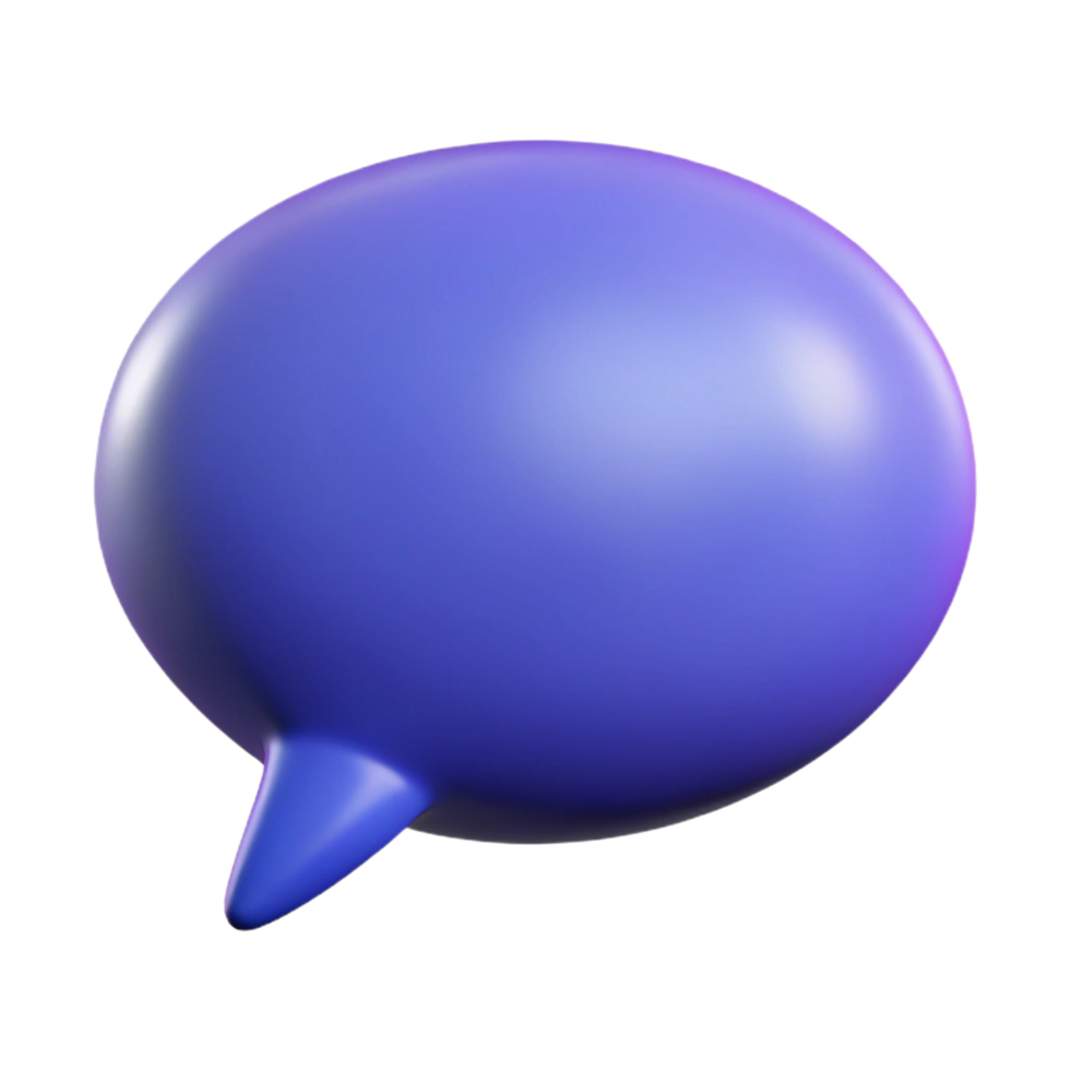 A 3D Render of a Glossy Purple Speech Bubble Isolated on Black Background png