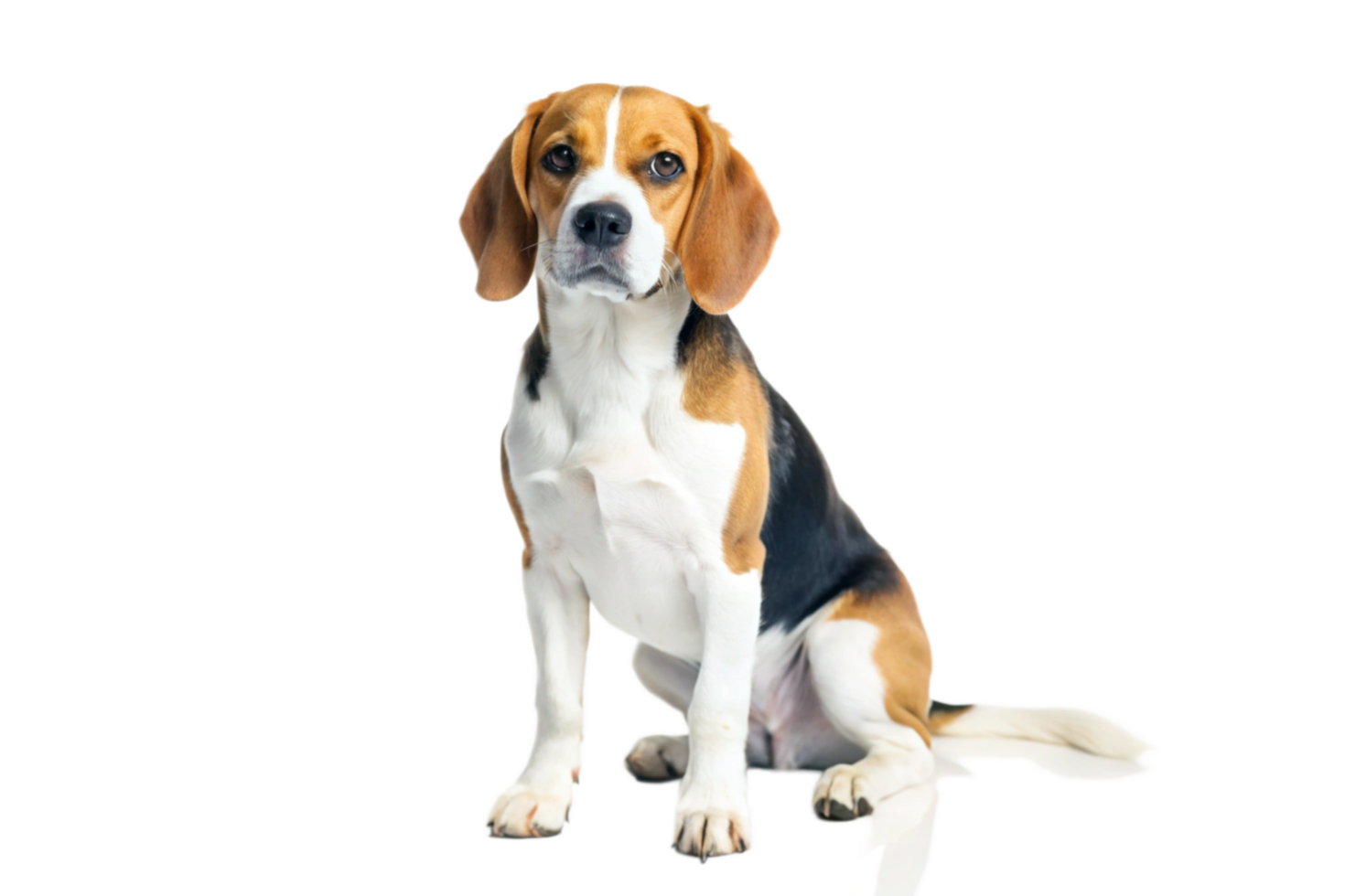Adorable Beagle Dog Sitting Pretty on a White Background, a Classic Breed Portrait png