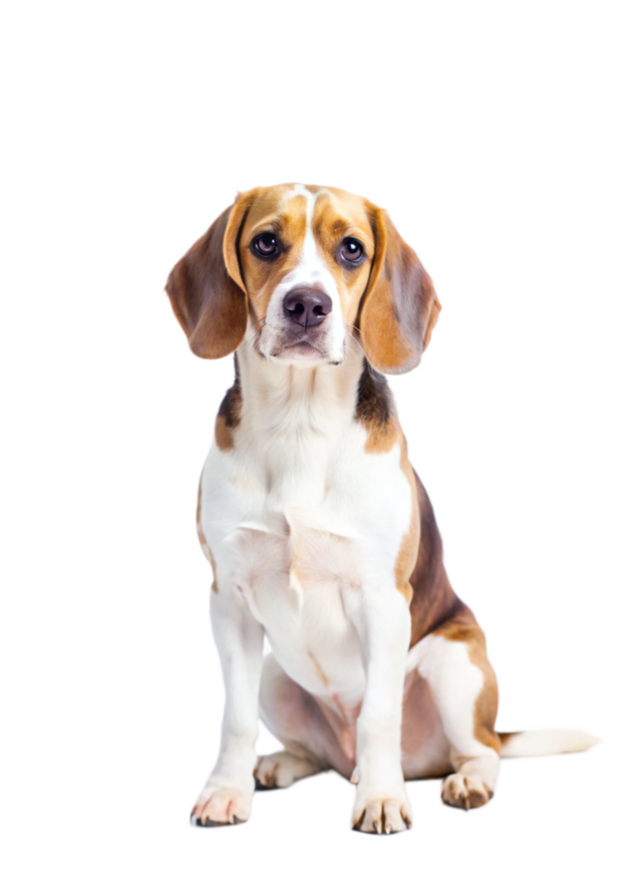 Adorable Beagle Puppy Sitting on Black Background Studio Shot png