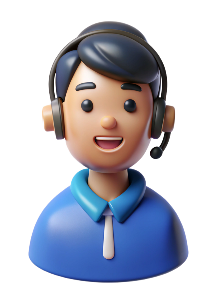 3D Render of a Smiling Customer Service Agent Wearing Headset png