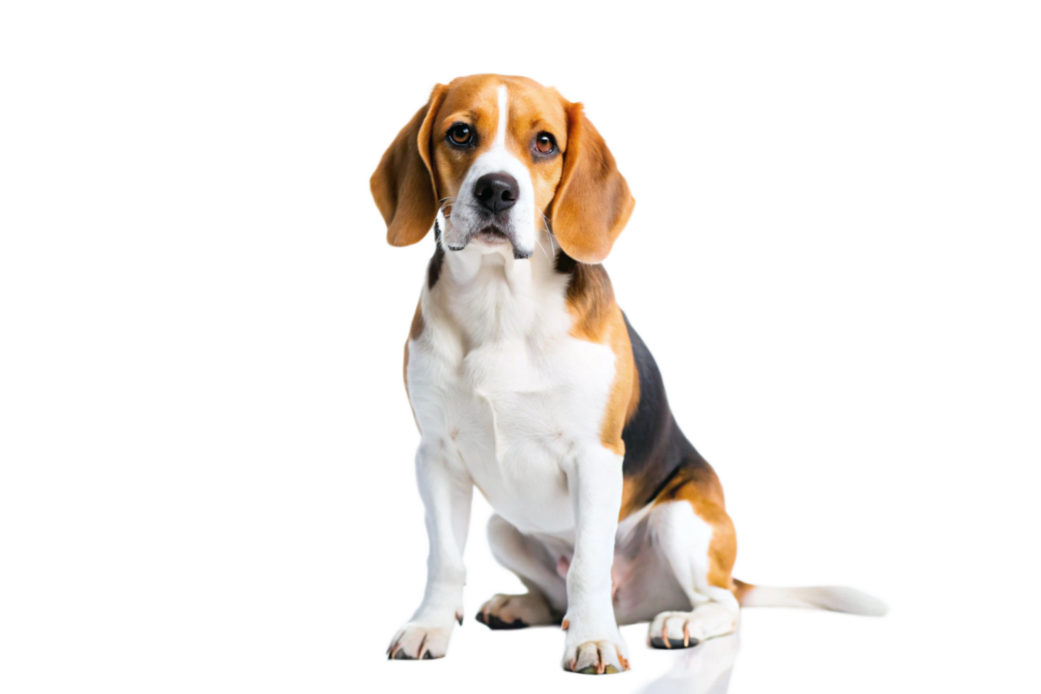 Adorable Beagle Dog Sitting on White Background Studio Shot png
