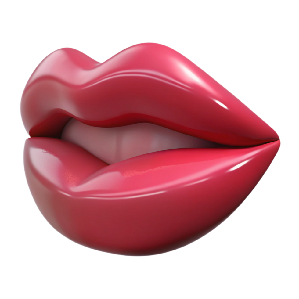 Closeup of a 3D Rendered Pair of Glossy Pink Lips Slightly Open png