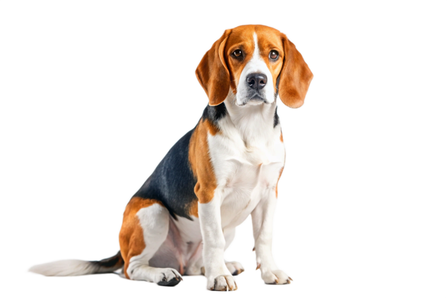 Adorable Beagle Dog Sitting Pretty on Black Background A Stunning Pet Portrait png