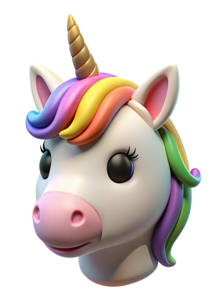 Adorable 3D Render of a Cute Rainbow Unicorn png